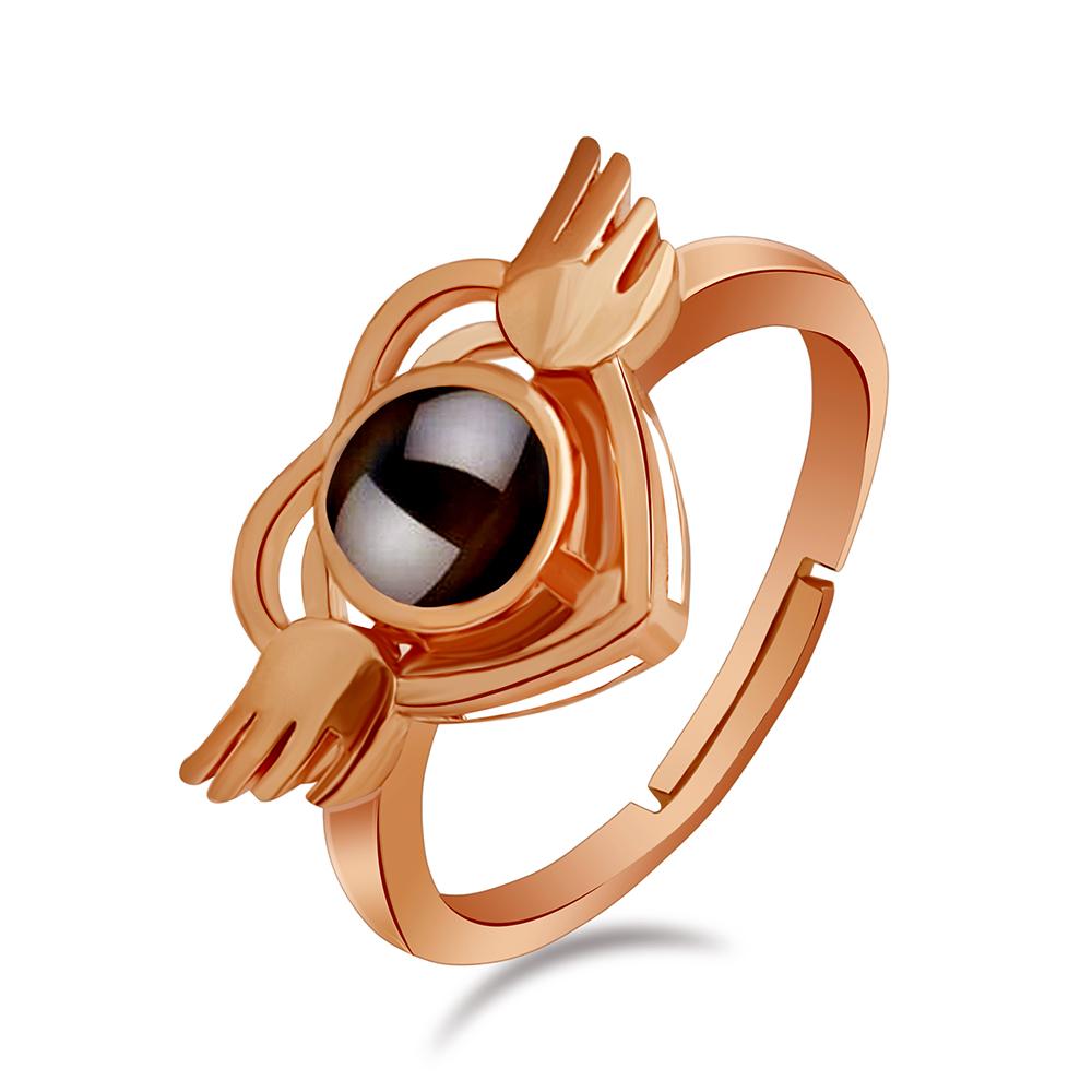 Urbana Rose Gold Plated single Adjustable Ring Reflecting I love you In 100 Languages-1506348A