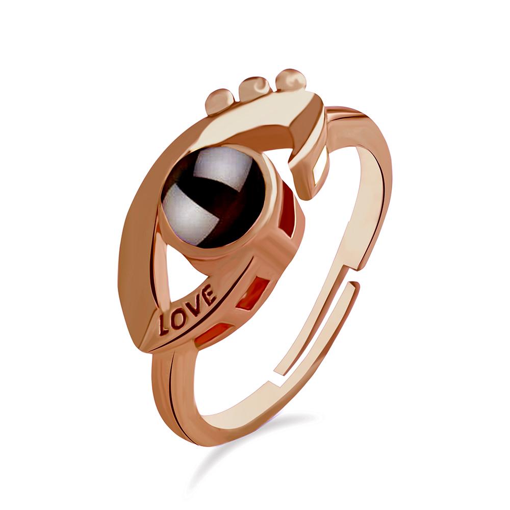 Urbana Rose Gold Plated single Adjustable Ring Reflecting I love you In 100 Languages-1506349A