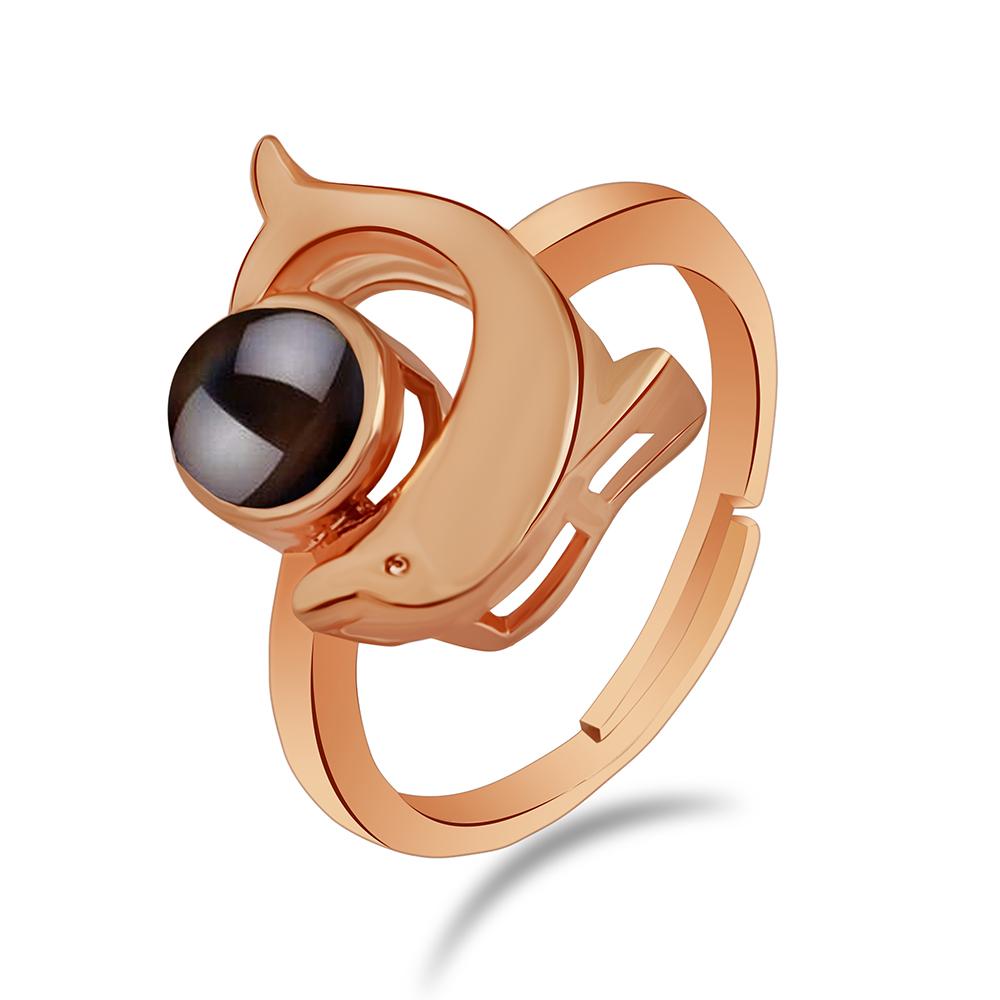 Urbana Rose Gold Plated single Adjustable Ring Reflecting I love you In 100 Languages-1506352A