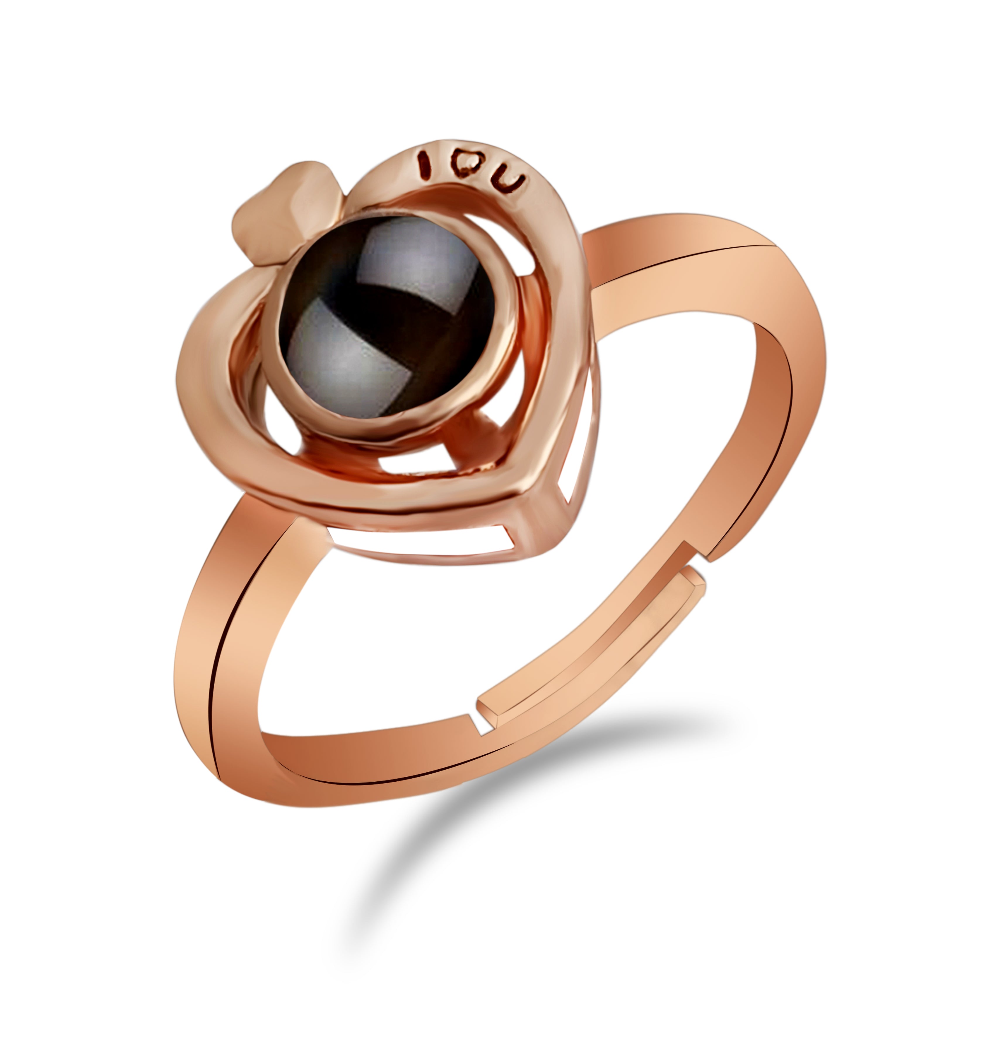Urbana Heart Shaped Copper Plated single Adjustable Ring Reflecting I love you In 100 Languages