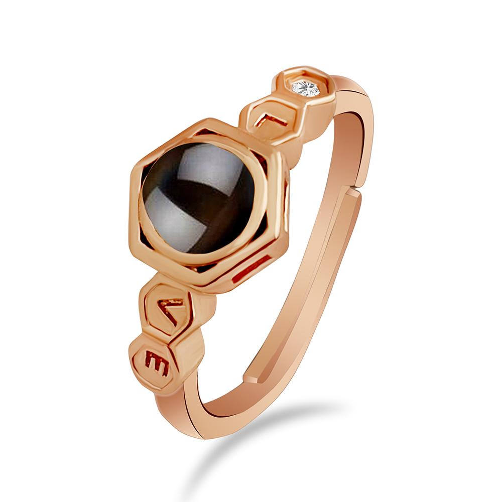 Urbana Rose Gold Plated single Adjustable Ring Reflecting I love you In 100 Languages-1506356