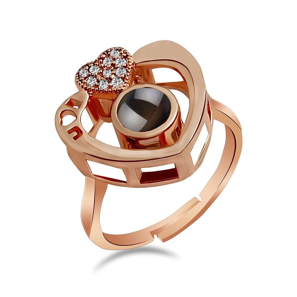Urbana Rose Gold Plated single Adjustable Ring Reflecting I love you In 100 Languages-1506358A