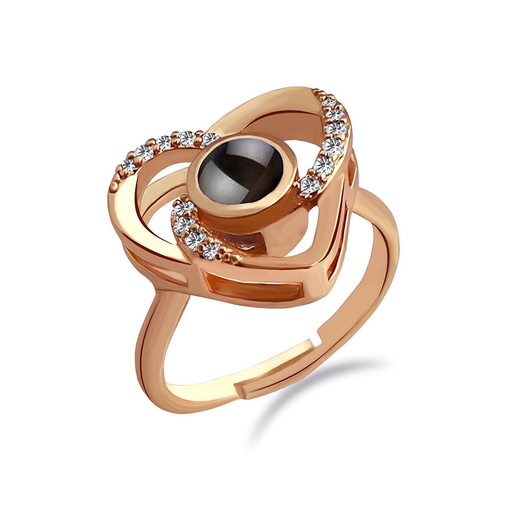 Urbana Rose Gold Plated single Adjustable Ring Reflecting I love you In 100 Languages-1506359A