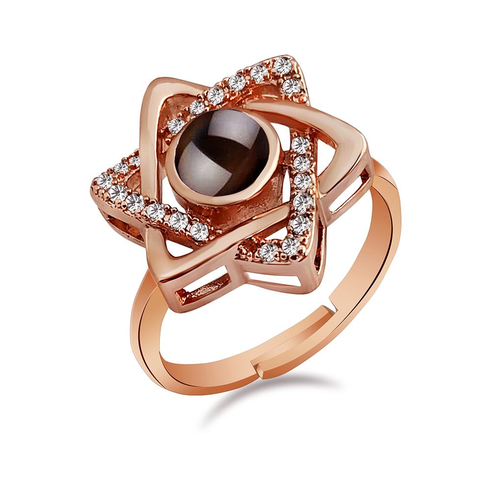 Urbana Rose Gold Plated single Adjustable Ring Reflecting I love you In 100 Languages-1506361A