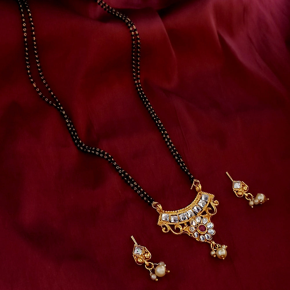 Kriaa Gold Plated Mangalsutra With Earrings