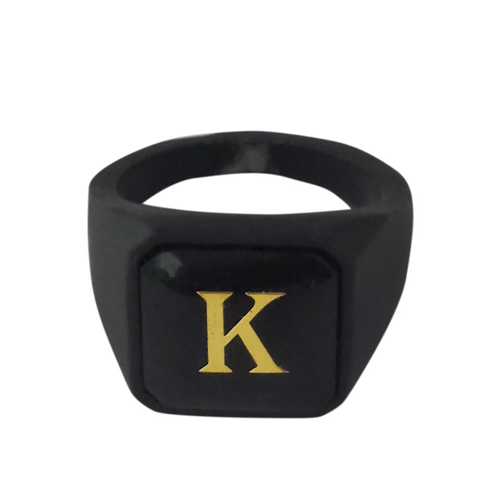 Urbana Alphabet "K" Letter Biker Style Mens Ring -1506508A