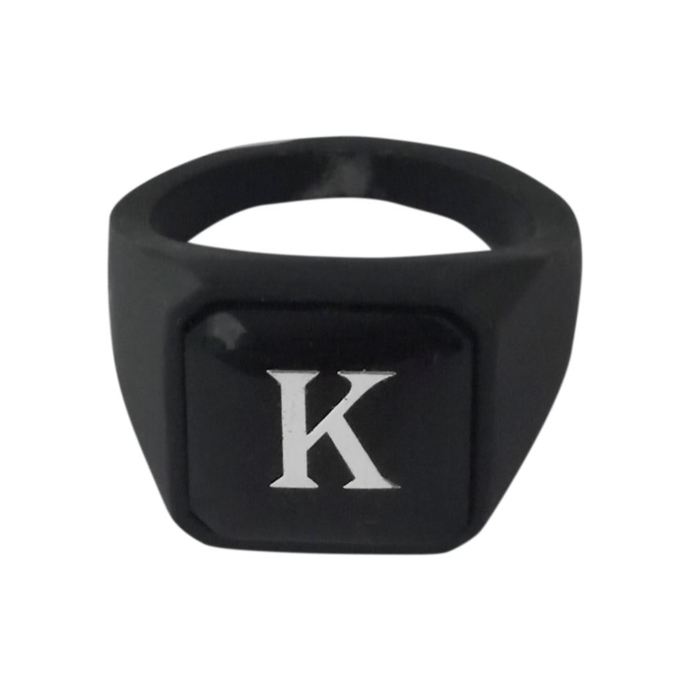 Urbana Alphabet "K" Letter Biker Style Mens Ring -1506508B