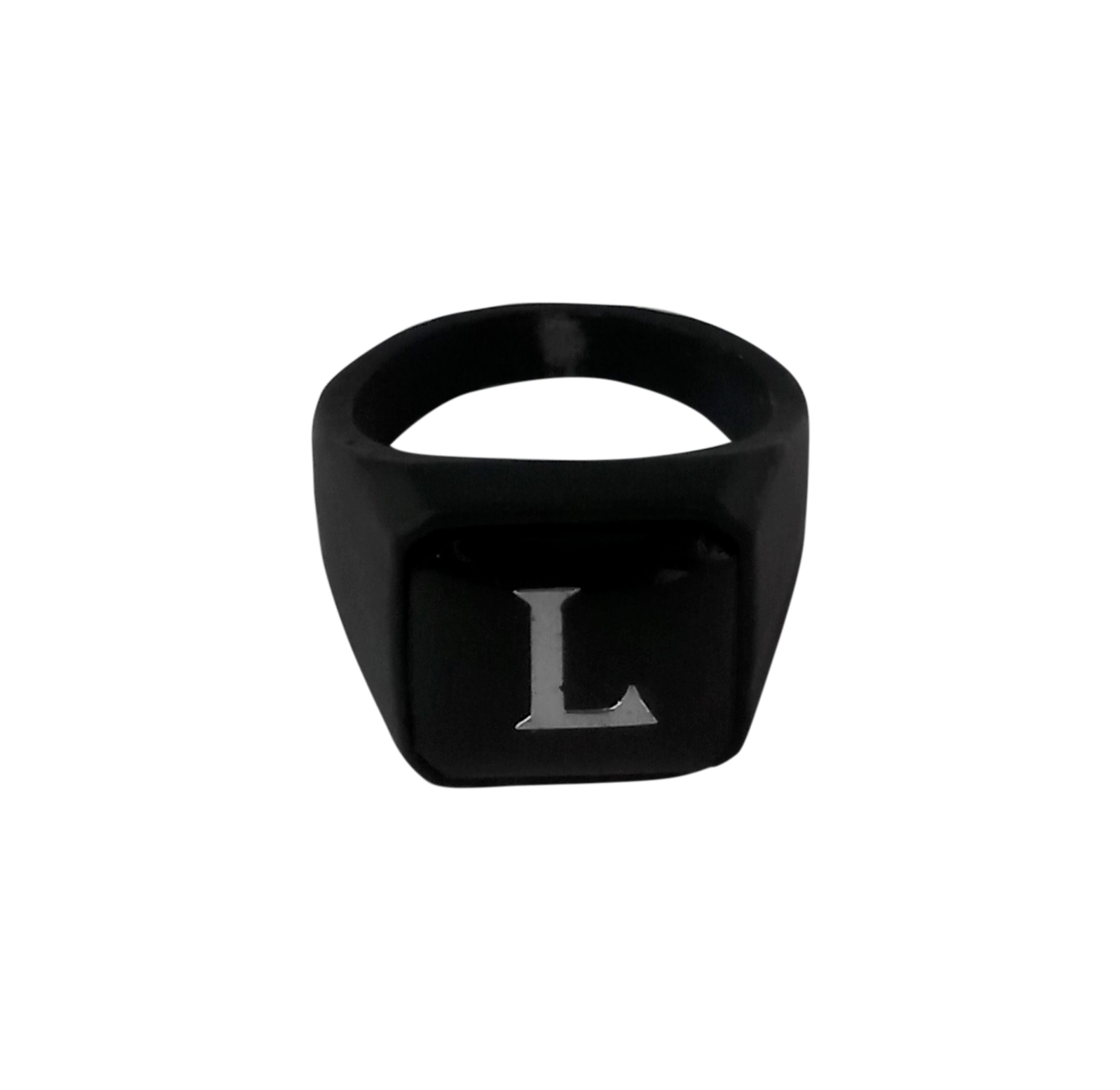 Urbana Alphabet "L" Letter Biker Style Mens Ring -1506514B