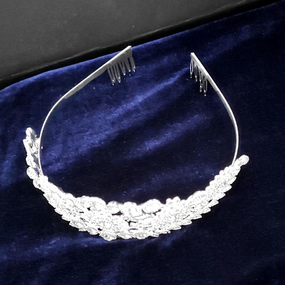 Kriaa Silver Plated White Austrian Stone Crown-1506607