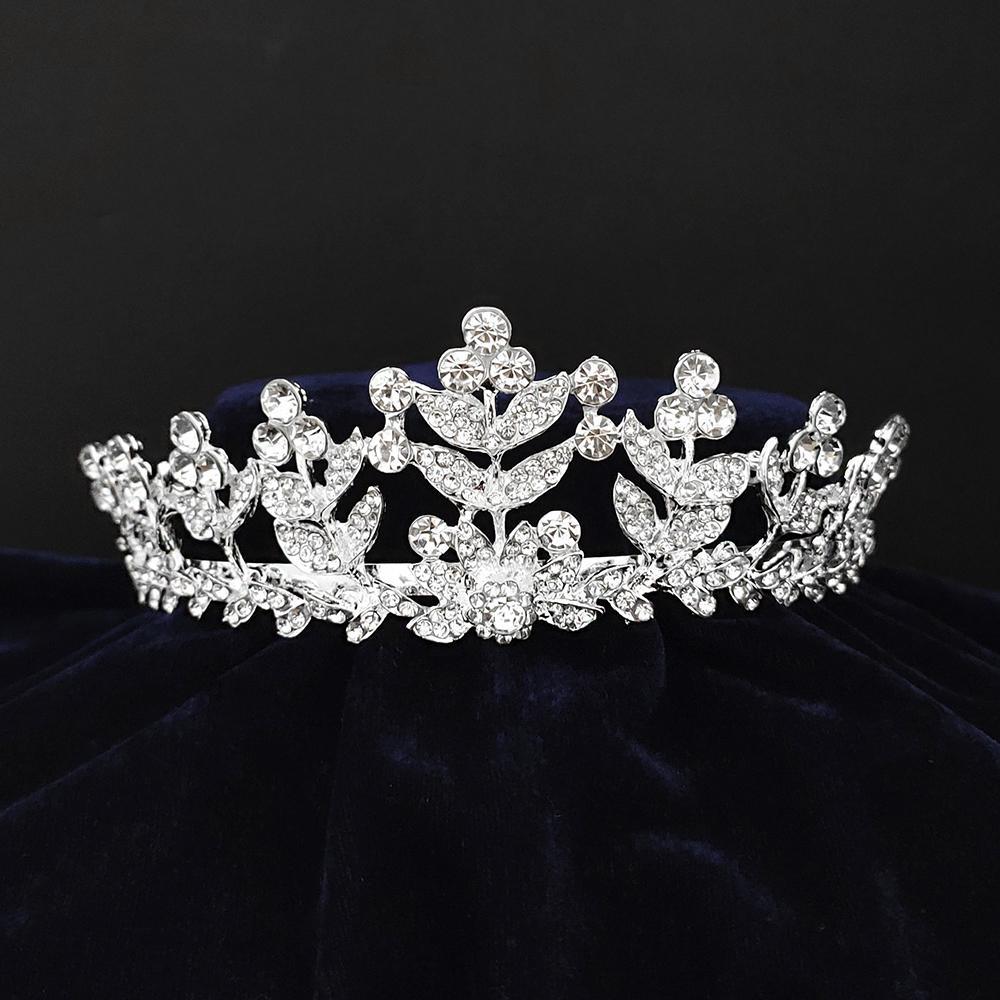 Kriaa Silver Plated White Austrian Stone Crown-1506619