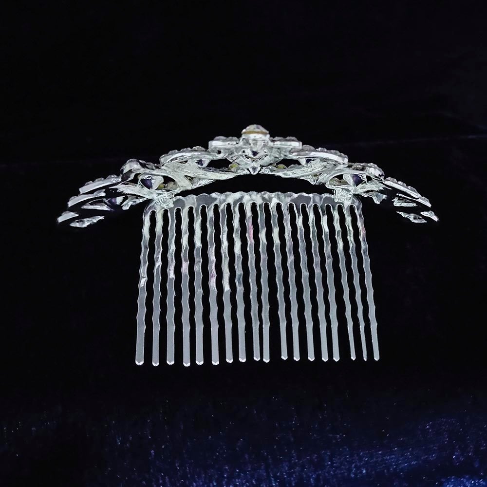 Kriaa Silver Plated White Austrian Stone Crown  - 1507101