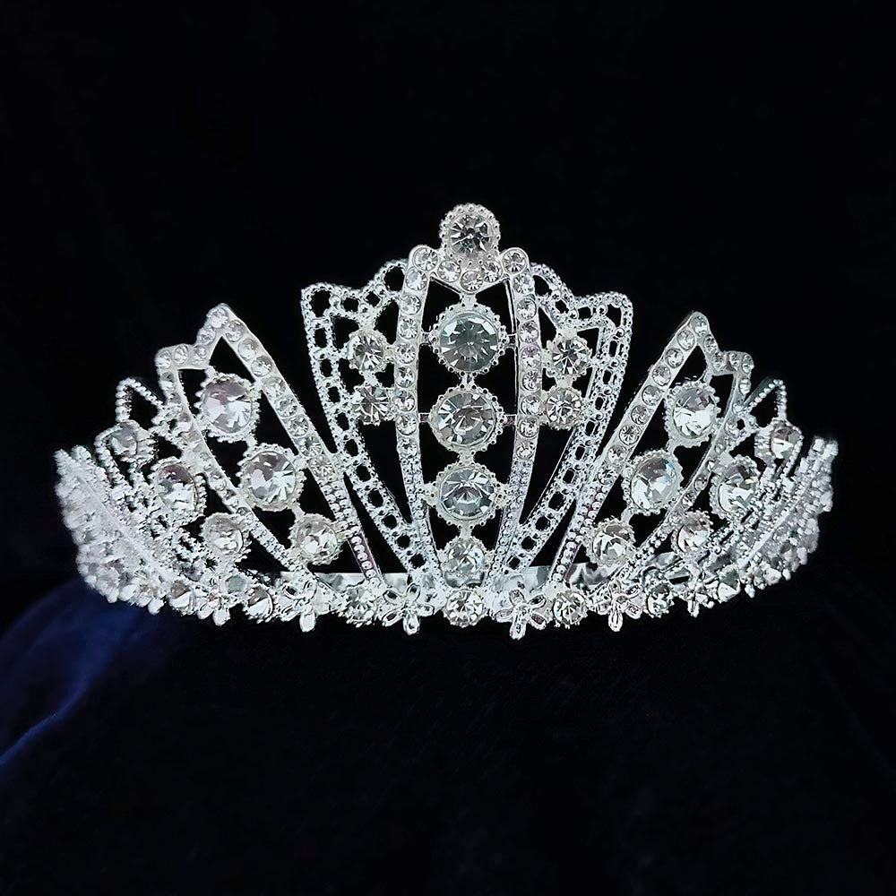 Kriaa Silver Plated White Austrian Stone Crown  - 1507111