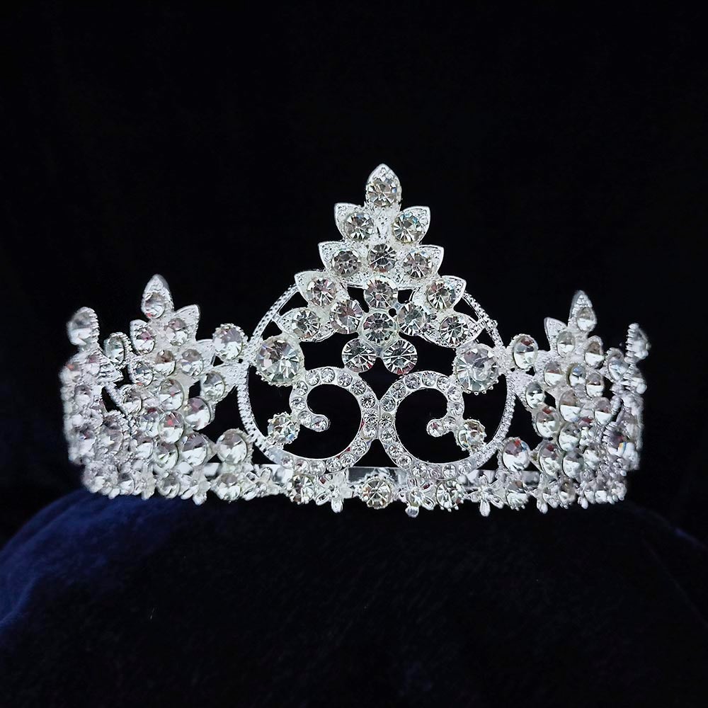 Kriaa Silver Plated White Austrian Stone Crown  - 1507112