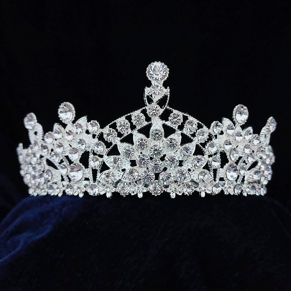 Kriaa Silver Plated White Austrian Stone Crown  - 1507113