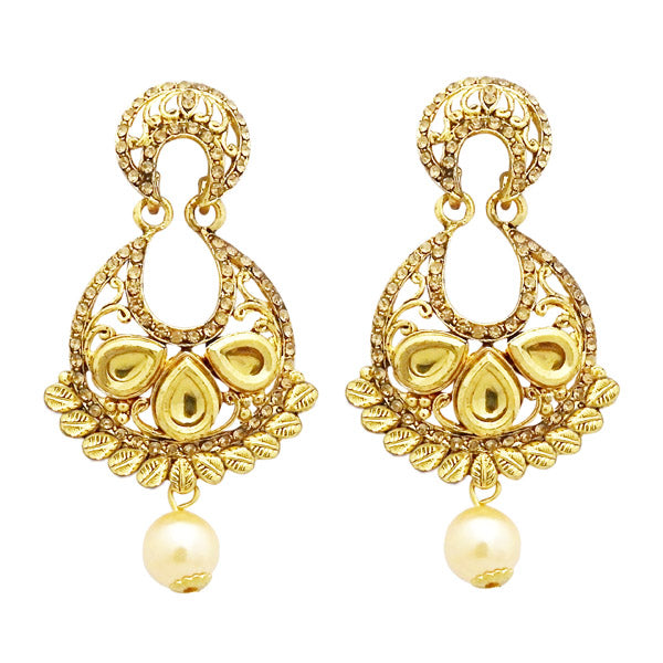 Jheel Austrian Stone Pearl Drop Dangler Earrings