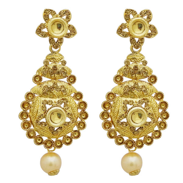 Jheel Gold Plated Kundan Stone Dangler Earrings
