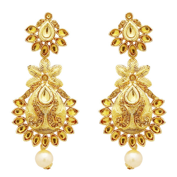 Jheel Kundan Gold Plated Austrian Stone Dangler Earrings