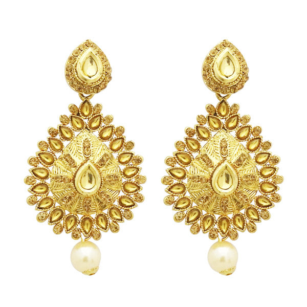 Jheel Kundan Gold Plated Austrian Stone Dangler Earrings