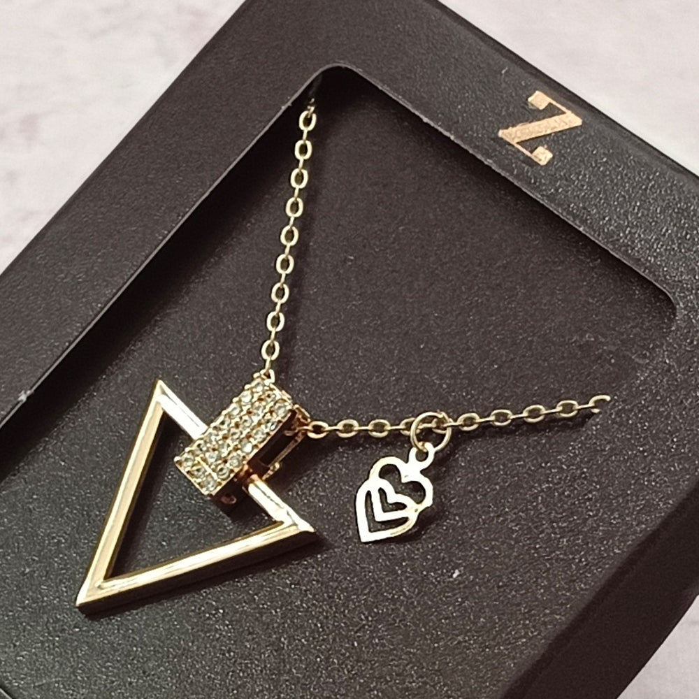The Z Collection Rose Gold Plated AD Triangle Chain Pendant