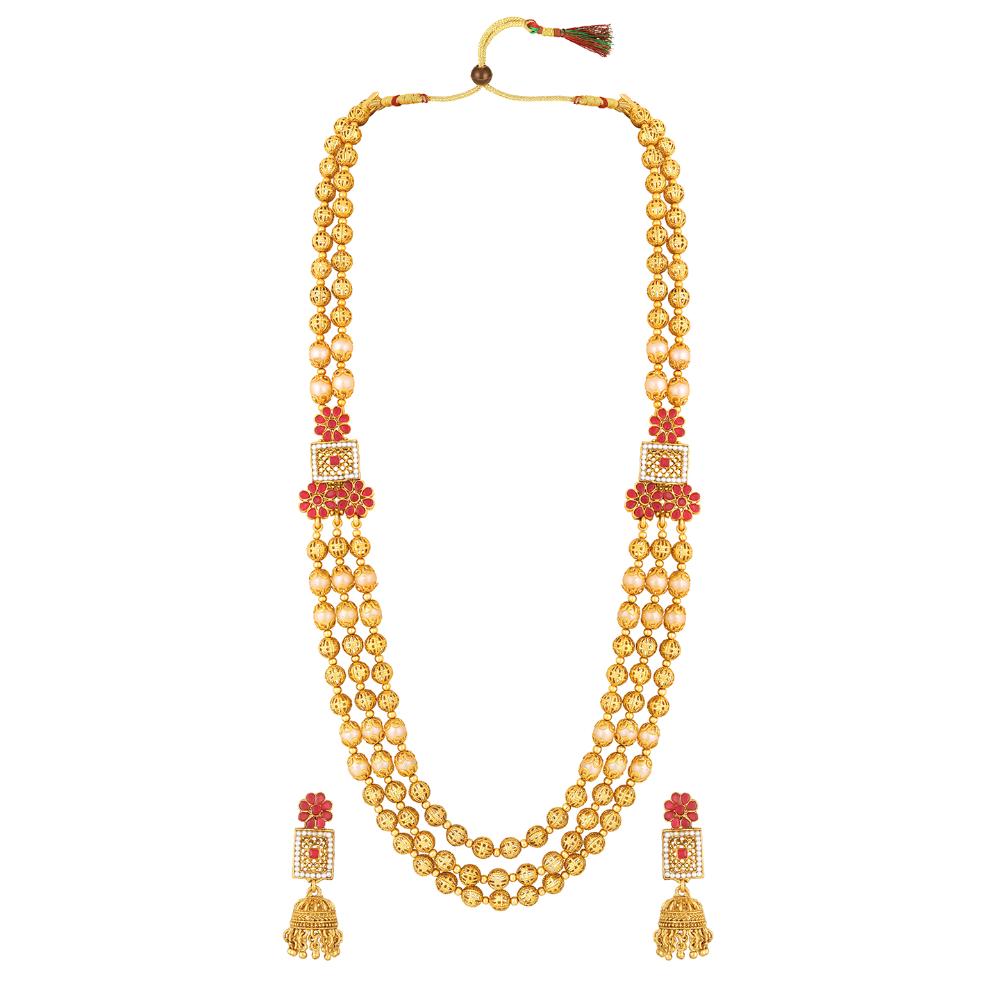 Asmitta Gold Plated Long Necklace Set
