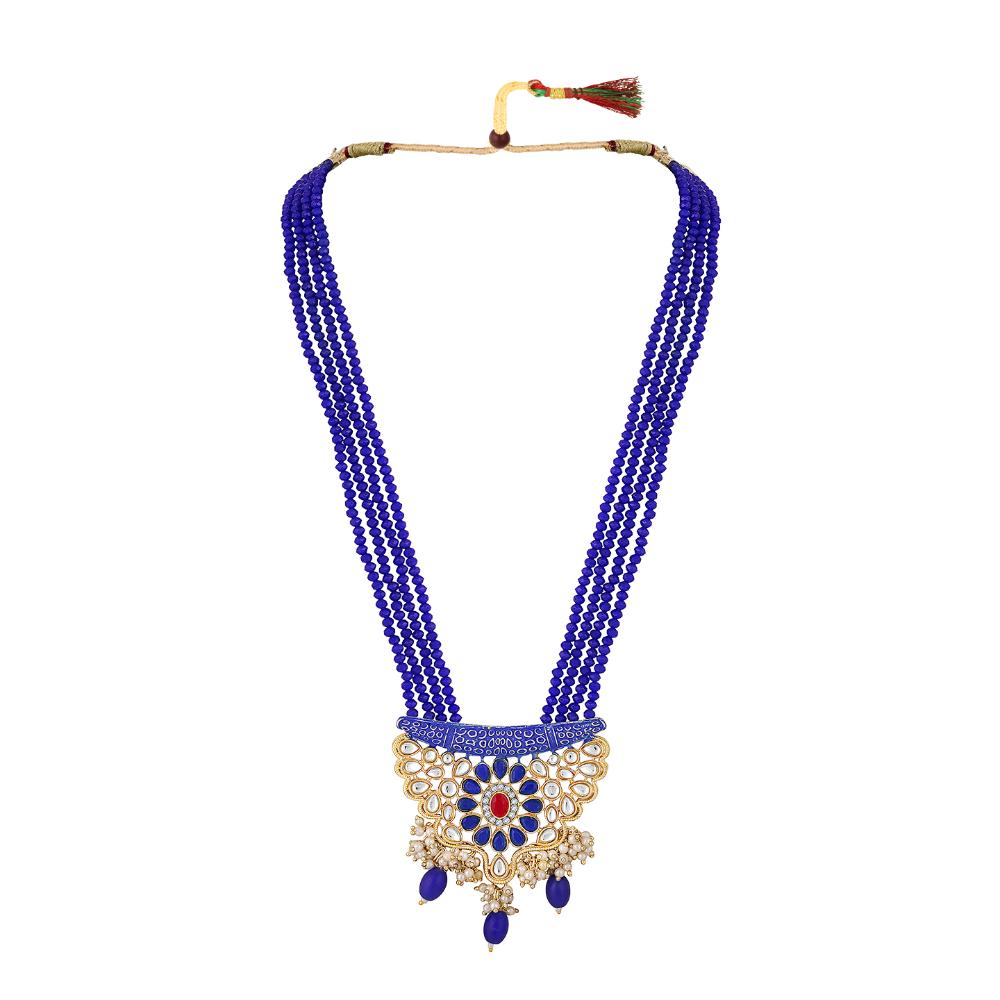 Asmitta Gold Plated Kundan And Meenakari Long Necklace Set