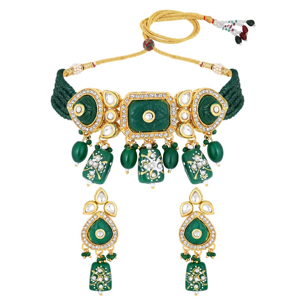 Asmitta Kundan And Beads Choker Necklace Set