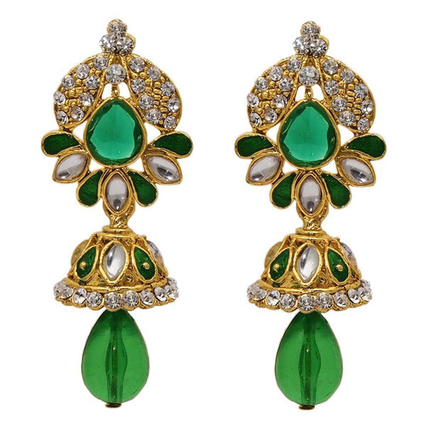 The99jewel Green Kundan Austrian Stone Dangler Earrings