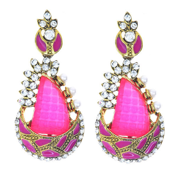 Anokhi Ada Fancy Small Round Stud Earrings for Girls Dark Pink AS06   Anokhiadacom