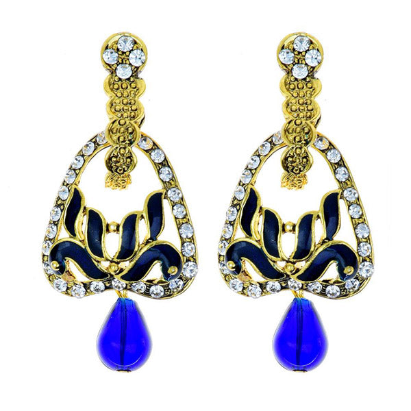 Kriaa Stone Meenakari Drop Gold Plated Dangler Peacock Earring