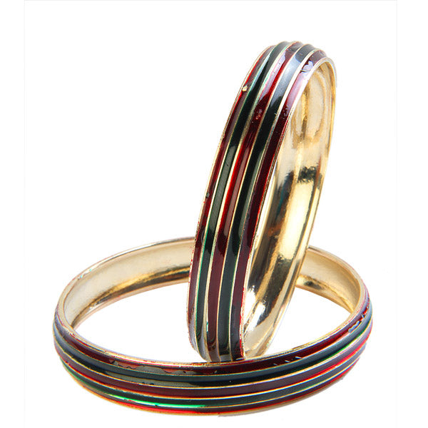 Kriaa Multicolor Enamel Gold Plated Set of 2 Bangles
