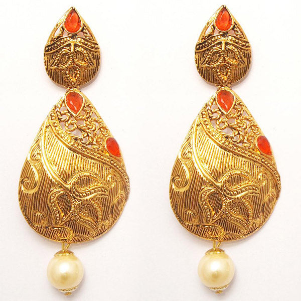 Kriaa Zinc Alloy Gold Plated Stone Dangler Earring
