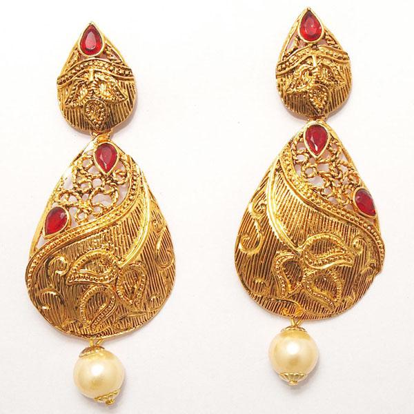 Kriaa Zinc Alloy Gold Plated Stone Dangler Earring