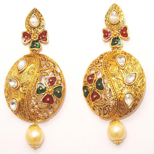 Kriaa Zinc Alloy Gold Plated Crystal Dangler Earring