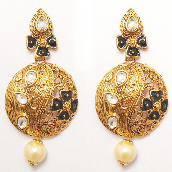 Kriaa Zinc Alloy Gold Plated Crystal Dangler Earring