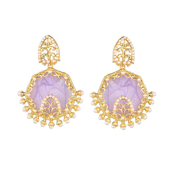 Kriaa Purple Resin Gold Plated Dangler Earring