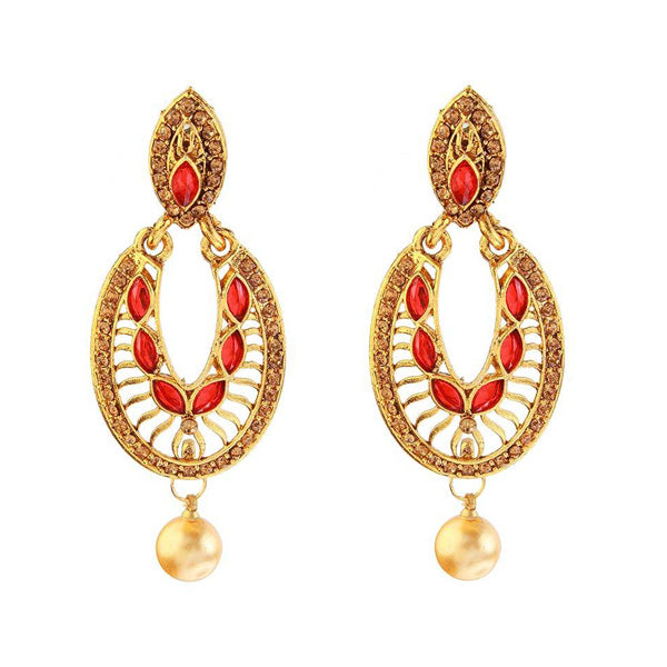 Kriaa Kundan Pearl Drop Gold Plated Dangler Earring