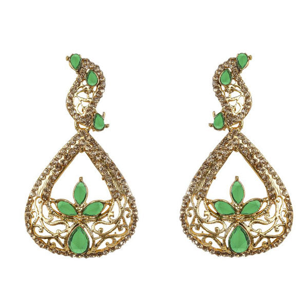 Kriaa Green Kundan Gold Plated Dangler Earring