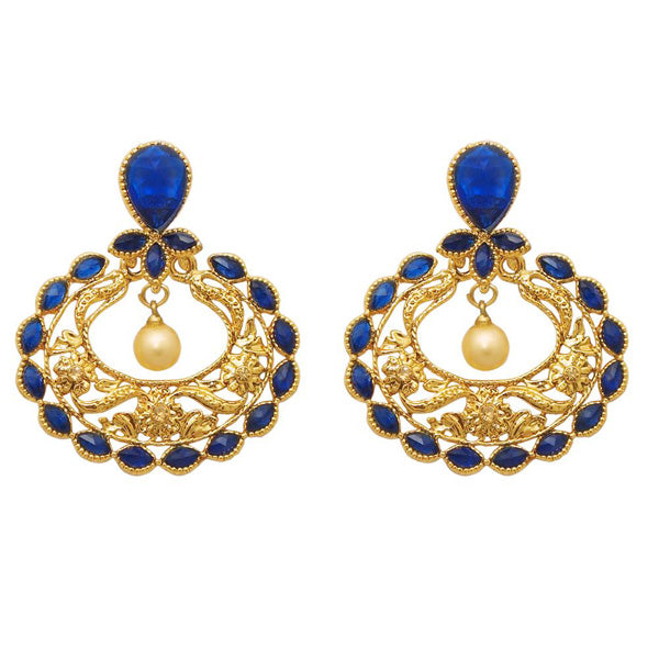 Kriaa Stone Pearl Gold Plated Dangler Earring