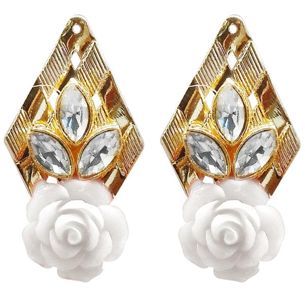 Kriaa Gold Plated Resin Stone Floral Dangler Earring