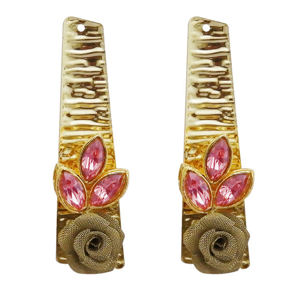 Kriaa Pink Resin Stone Gold Plated Dangler Earrings