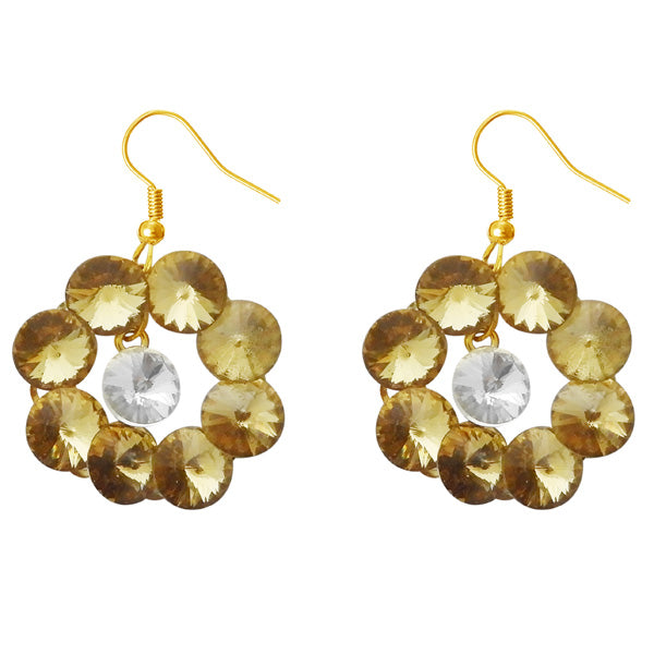 Kriaa Brown Resin Stone Gold Plated Dangler Earrings