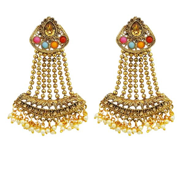 Kriaa Multi Stone Gold Plated Dangler Earrings