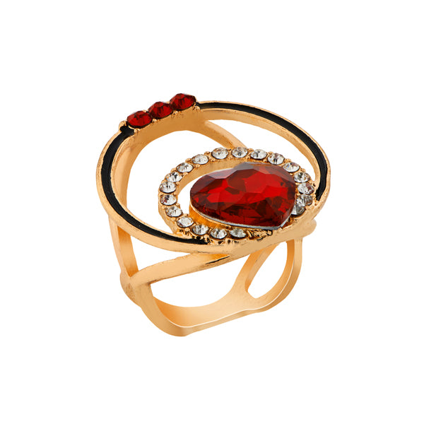 Urthn Gold Plated Maroon Stone Ring