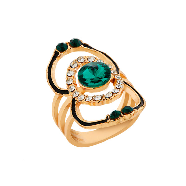 Urthn Green Stone Gold Plated Ring