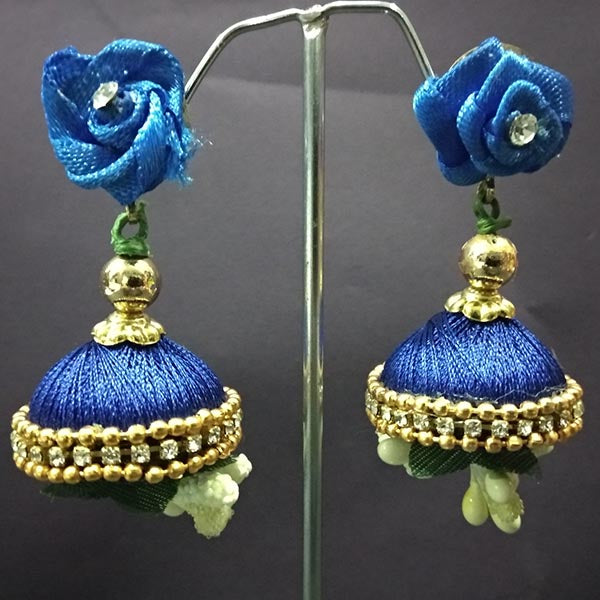 Urthn Floral Thread Jhumki Earrings