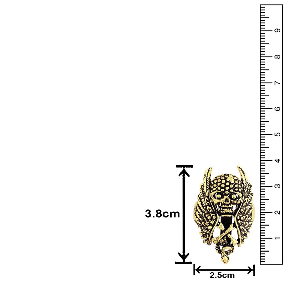 Mahi Gold Plated Skull Bones and Wings Shirt Stud Brooch Pin for Men (BP1101045G)