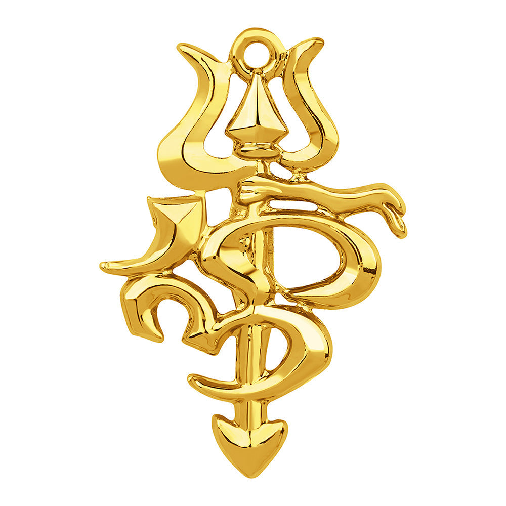 Mahi Dwishakti Om and Trishul Golden Color Brooch Lapel Pins for Men (BP1101051G)
