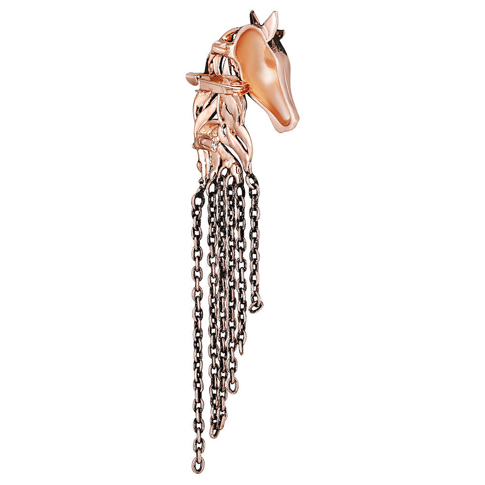 Mahi Antique Rosegold Plated Horse Shaped Tassel Chain Sherwani Brooch Pin for Men (BP1101092Z)