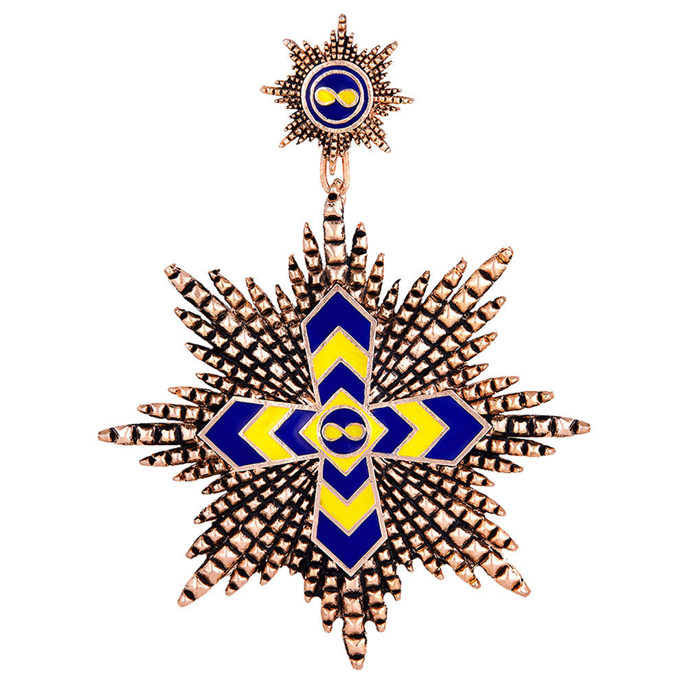 Mahi Rose Gold Plated Multicolor Interlocking Cross Brooch for Men and Women (BP1101108Z)