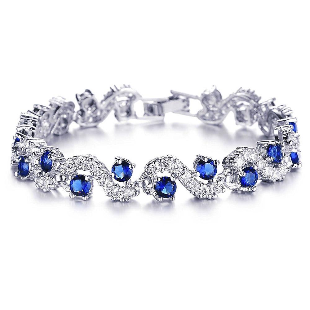 Mahi Rich Royal Blue Crystals Bracelet